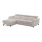 Canapé d'angle relax en tissu de luxe avec relax électrique, 5 places BEROLI, beige clair, angle gauche