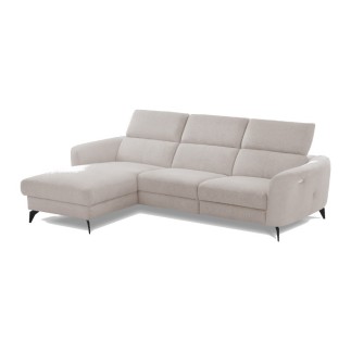 Canapé d'angle relax en cuir de luxe italien avec relax électrique, 5 places bertoni, gris clair, angle gauche - Mobilier Privé
