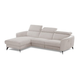 Canapé d'angle relax en cuir de luxe italien avec relax électrique, 5 places bertoni, gris clair, angle gauche - Mobilier Privé