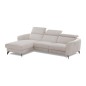 Canapé d'angle relax en tissu de luxe avec relax électrique, 5 places BEROLI, beige clair, angle gauche