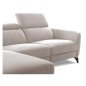 Canapé d'angle relax en tissu de luxe avec relax électrique, 5 places BEROLI, beige clair, angle gauche