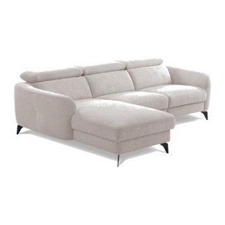 Canapé d'angle relax en cuir de luxe italien avec relax électrique, 5 places bertoni, gris clair, angle gauche - Mobilier Privé