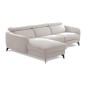 Canapé d'angle relax en tissu de luxe avec relax électrique, 5 places BEROLI, beige clair, angle gauche