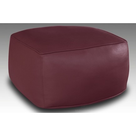 Grand pouf en cuir Magnum, bordeaux.