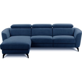 Canapé d'angle relax en cuir de luxe italien avec relax électrique, 5 places bertoni, gris clair, angle gauche - Mobilier Privé