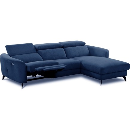 Canapé d'angle relax en cuir de luxe italien avec relax électrique, 5 places bertoni, gris clair, angle gauche - Mobilier Privé
