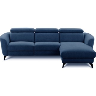 Canapé d'angle relax en cuir de luxe italien avec relax électrique, 5 places bertoni, gris clair, angle gauche - Mobilier Privé