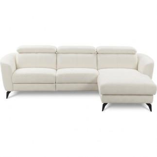 Canapé d'angle relax en cuir de luxe italien avec relax électrique, 5 places bertoni, gris clair, angle gauche - Mobilier Privé
