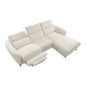 Canapé d'angle relax en tissu de luxe avec relax électrique, 5 places BEROLI, blanc cassé, angle droit