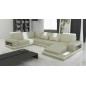 Canapé d'angle en cuir italien 6/7 places SUBLIMO, gris clair et blanc, angle gauche Canapé d'angle en cuir italien 6/7 places SUBLIMO, gris clair et blanc, angle gauche