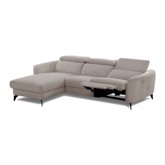 Canapé d'angle relax en cuir de luxe italien avec relax électrique, 5 places bertoni, gris clair, angle gauche - Mobilier Privé