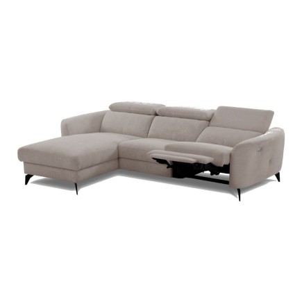 Canapé d'angle relax en cuir de luxe italien avec relax électrique, 5 places bertoni, gris clair, angle gauche - Mobilier Privé