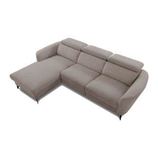 Canapé d'angle relax en cuir de luxe italien avec relax électrique, 5 places bertoni, gris clair, angle gauche - Mobilier Privé
