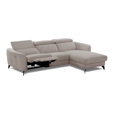 Canapé d'angle relax en cuir de luxe italien avec relax électrique, 5 places bertoni, gris clair, angle gauche - Mobilier Privé