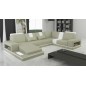 Canapé d'angle en cuir italien 6/7 places SUBLIMO, gris clair et blanc, angle droit Canapé d'angle en cuir italien 6/7 places SUBLIMO, gris clair et blanc, angle droit