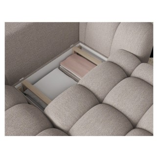 Canapé d'angle convertible en tissu bouclette beige 3-4 places, CORSO, angle gauche