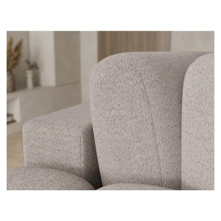 Canapé d'angle convertible en tissu bouclette beige 3-4 places, CORSO, angle gauche