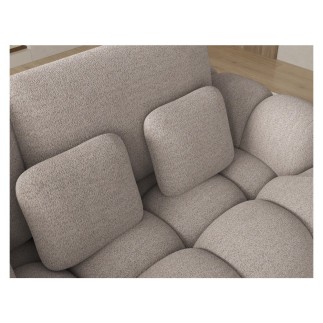 Canapé d'angle convertible en tissu bouclette beige 3-4 places, CORSO, angle gauche