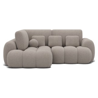 Canapé d'angle convertible en tissu bouclette beige 3-4 places, CORSO, angle gauche