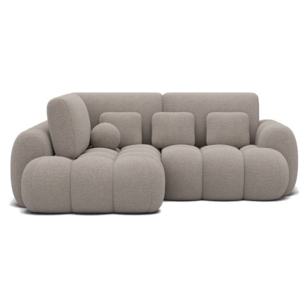 Canapé d'angle convertible en tissu bouclette beige 3-4 places, CORSO, angle gauche