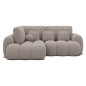 Canapé d'angle convertible en tissu bouclette beige 3-4 places, CORSO, angle gauche