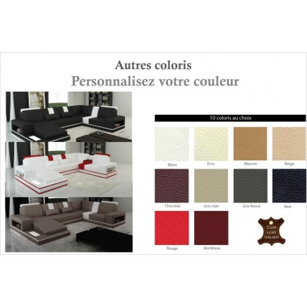 Canapé d'angle en cuir italien 6/7 places SUBLIMO, couleur personnalisée