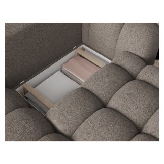 Canapé d'angle convertible en tissu bouclette taupe 3-4 places, CORSO, angle gauche