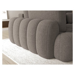 Canapé d'angle convertible en tissu bouclette taupe 3-4 places, CORSO, angle gauche