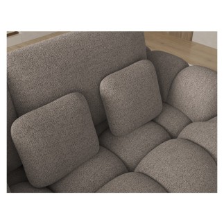 Canapé d'angle convertible en tissu bouclette taupe 3-4 places, CORSO, angle gauche
