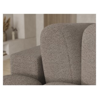 Canapé d'angle convertible en tissu bouclette taupe 3-4 places, CORSO, angle gauche