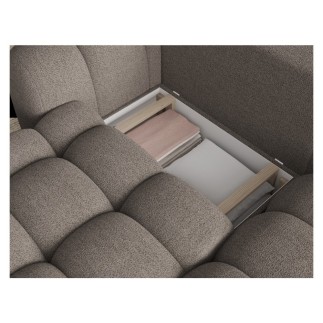 Canapé d'angle convertible en tissu bouclette taupe 3-4 places, CORSO, angle droit