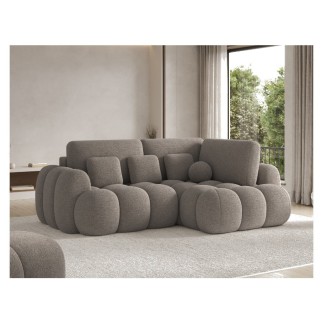 copie de Canapé d'angle convertible en tissu bouclette taupe 3-4 places, CORSO, angle droit