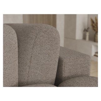 Canapé d'angle convertible en tissu bouclette taupe 3-4 places, CORSO, angle droit