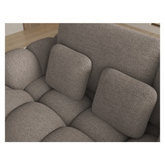 Canapé d'angle convertible en tissu bouclette taupe 3-4 places, CORSO, angle droit
