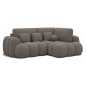 Canapé d'angle convertible en tissu bouclette taupe 3-4 places, CORSO, angle droit Canapé d'angle convertible en tissu bouclette taupe 3-4 places, CORSO, angle droit