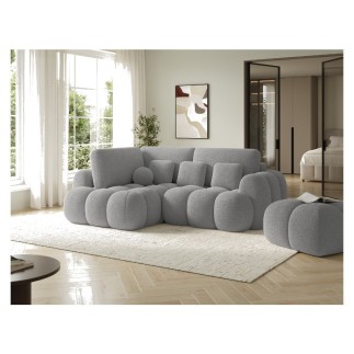 Canapé d'angle convertible en tissu bouclette gris foncé 3-4 places, CORSO, angle gauche