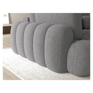 Canapé d'angle convertible en tissu bouclette gris foncé 3-4 places, CORSO, angle gauche