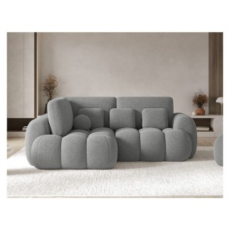 Canapé d'angle convertible en tissu bouclette gris foncé 3-4 places, CORSO, angle gauche