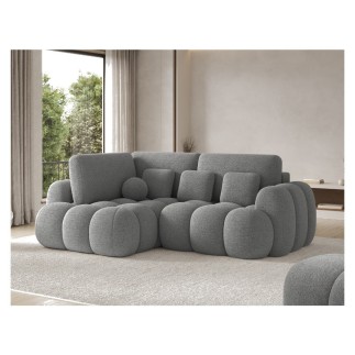 Canapé d'angle convertible en tissu bouclette gris foncé 3-4 places, CORSO, angle gauche
