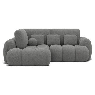 Canapé d'angle convertible en tissu bouclette gris foncé 3-4 places, CORSO, angle gauche