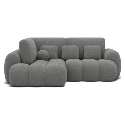 Canapé d'angle convertible en tissu bouclette gris foncé 3-4 places, CORSO, angle gauche