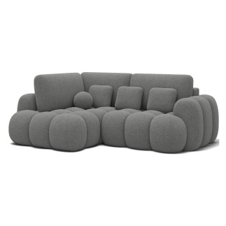 Canapé d'angle convertible en tissu bouclette gris foncé 3-4 places, CORSO, angle gauche