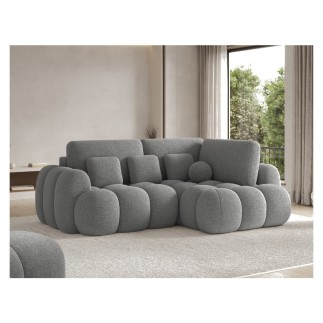 Canapé d'angle convertible en tissu bouclette gris foncé 3-4 places, CORSO, angle droit