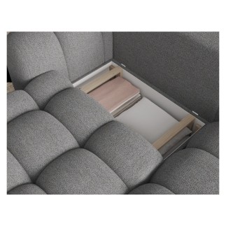 Canapé d'angle convertible en tissu bouclette gris foncé 3-4 places, CORSO, angle droit