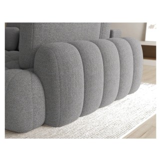 Canapé d'angle convertible en tissu bouclette gris foncé 3-4 places, CORSO, angle droit