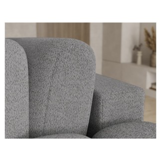 Canapé d'angle convertible en tissu bouclette gris foncé 3-4 places, CORSO, angle droit