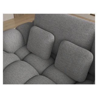 Canapé d'angle convertible en tissu bouclette gris foncé 3-4 places, CORSO, angle droit