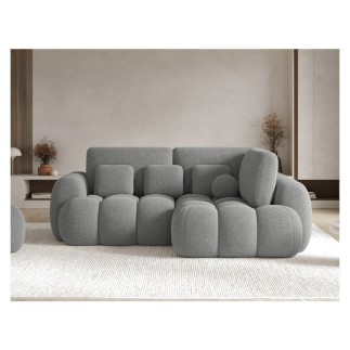 Canapé d'angle convertible en tissu bouclette gris foncé 3-4 places, CORSO, angle droit