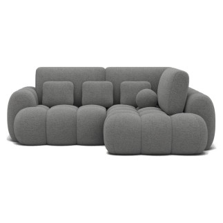Canapé d'angle convertible en tissu bouclette gris foncé 3-4 places, CORSO, angle droit