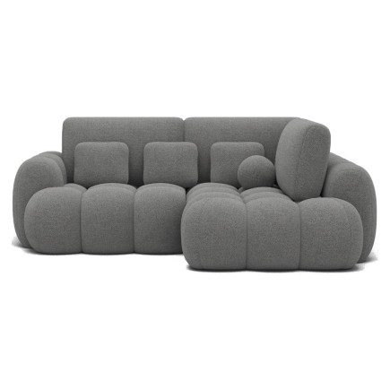 Canapé d'angle convertible en tissu bouclette gris foncé 3-4 places, CORSO, angle droit